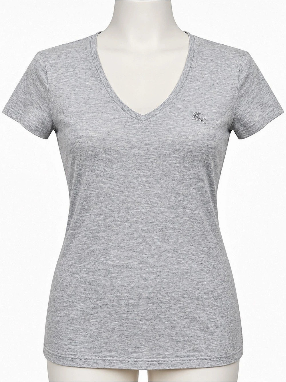 Burberry Women's Gray V-Neck Short Sleeve Tee